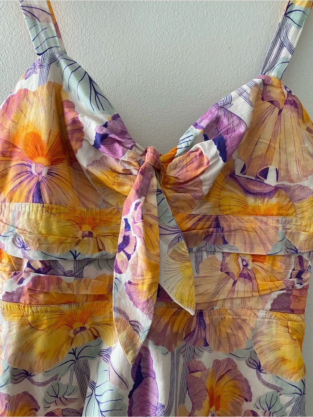 Anthropology Cecilia Pettersson Floral Tie-Front Sundress in Yellow & Purple - Picture 5 of 12